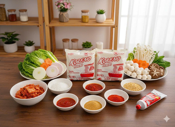 Nguyên liệu để nấu mì cay 7 cấp độ tại nhà